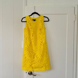 Yellow monstera lace dress